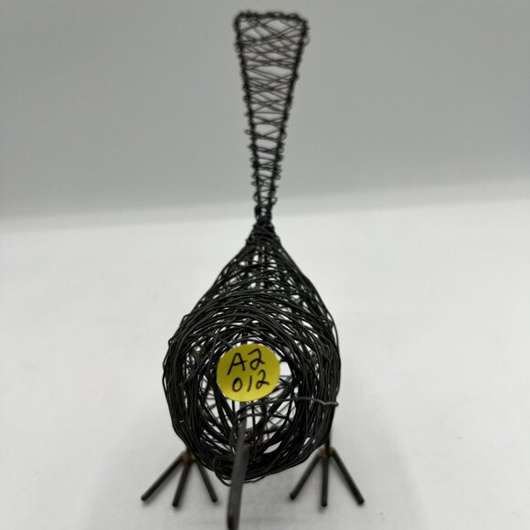 Set Of 2 Handcrafted Black Iron Wire Woven 7" Bird Sculptures Metal Art Decor - Picture 10 of 10